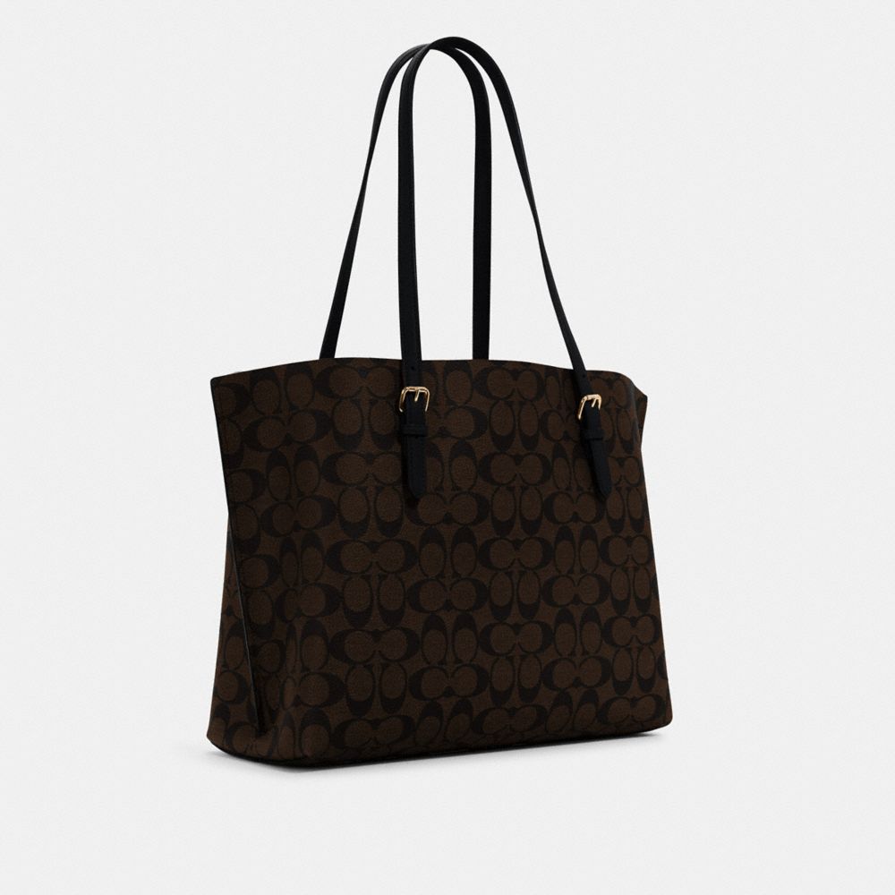 COACH®,MOLLIE TOTE BAG IN SIGNATURE CANVAS,Signature Canvas,X-Large,Everyday,Gold/Brown Black,Angle View