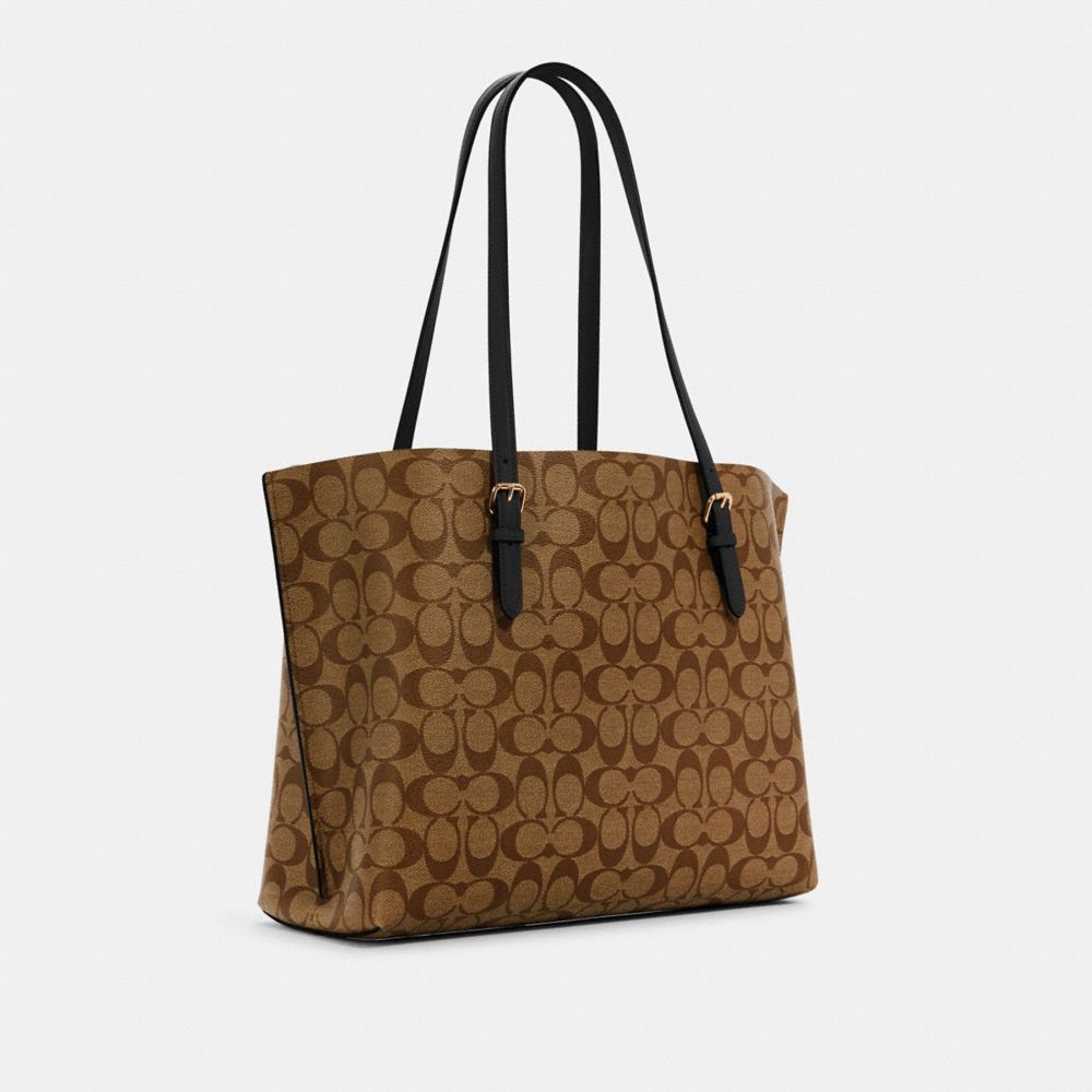 COACH®,MOLLIE TOTE BAG IN SIGNATURE CANVAS,Signature Canvas,X-Large,Everyday,Gold/Khaki/Black,Angle View