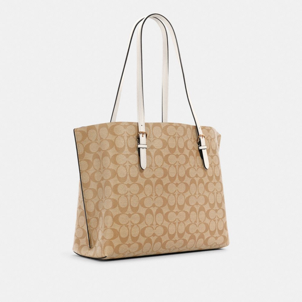 COACH®,MOLLIE TOTE BAG IN SIGNATURE CANVAS,Signature Canvas,X-Large,Everyday,Gold/Light Khaki Chalk,Angle View