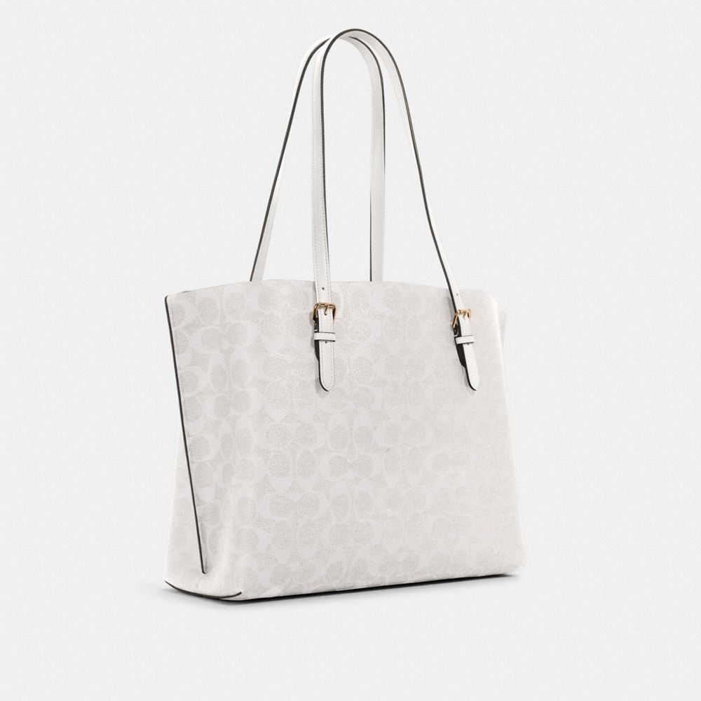 COACH®,MOLLIE TOTE BAG IN SIGNATURE CANVAS,Signature Canvas,X-Large,Everyday,Gold/Chalk/Glacierwhite,Angle View