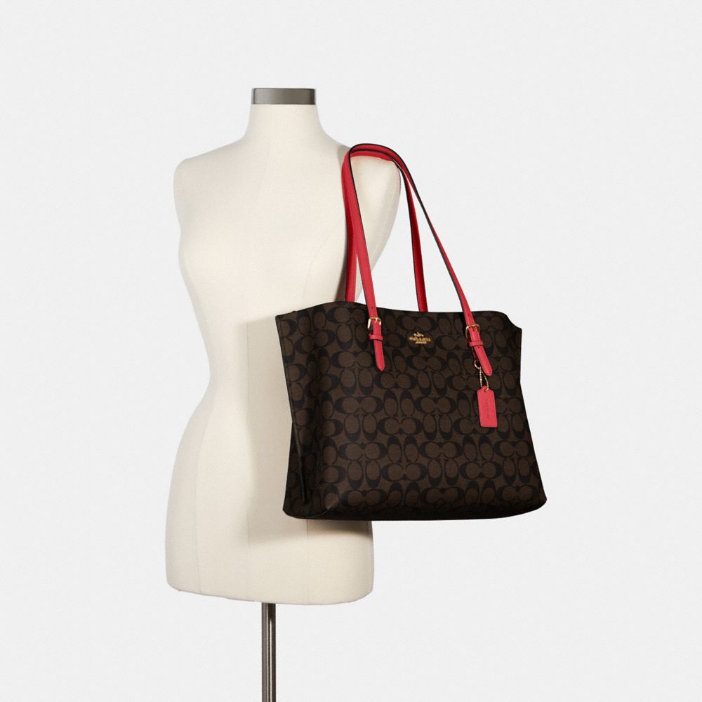 COACH®,CABAS MOLLIE EN TOILE SIGNATURE,Toile exclusive,Or/Brun Rouge 1941,Alternate View