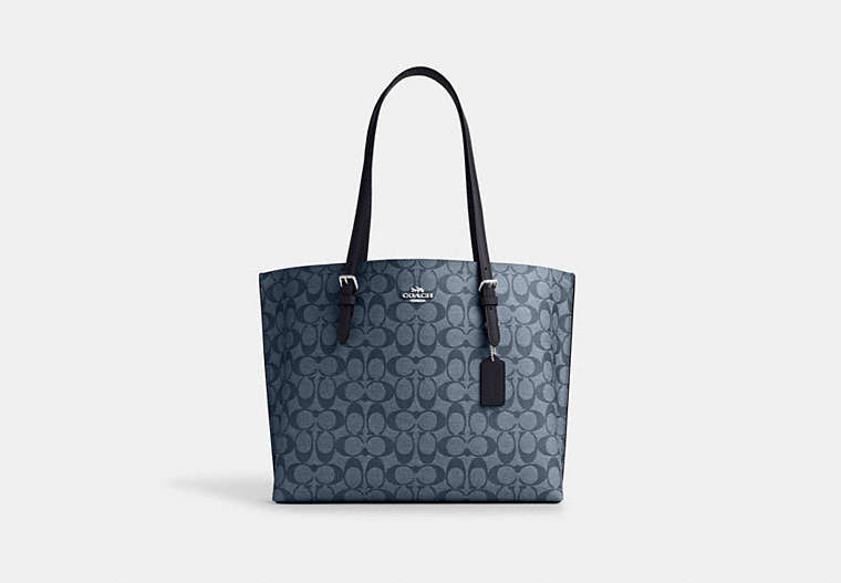 COACH®,MOLLIE TOTE IN SIGNATURE CANVAS,pvc,X-Large,Everyday,Silver/Denim/Midnight Navy,Front View