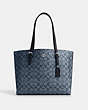 COACH®,MOLLIE TOTE IN SIGNATURE CANVAS,pvc,X-Large,Everyday,Silver/Denim/Midnight Navy,Front View