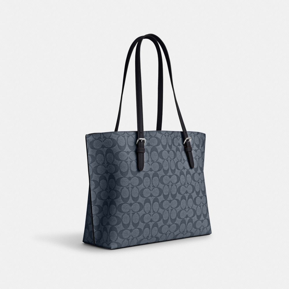 COACH®,MOLLIE TOTE BAG IN SIGNATURE CANVAS,Signature Canvas,X-Large,Everyday,Silver/Denim/Midnight Navy,Angle View