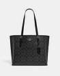 COACH®,MOLLIE TOTE IN SIGNATURE CANVAS,pvc,X-Large,Everyday,Silver/Graphite/Black,Front View