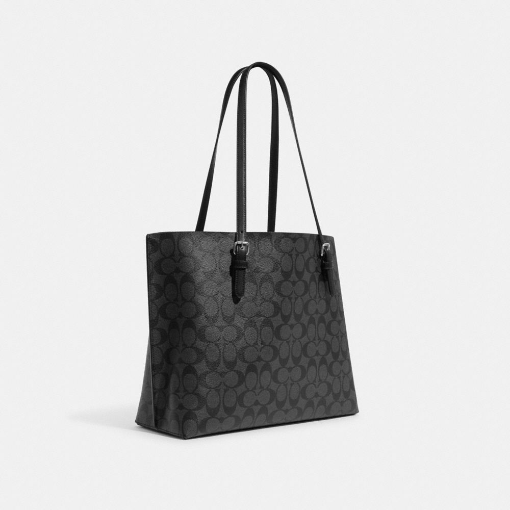 COACH®,MOLLIE TOTE BAG IN SIGNATURE CANVAS,Signature Canvas,X-Large,Everyday,Silver/Graphite/Black,Angle View