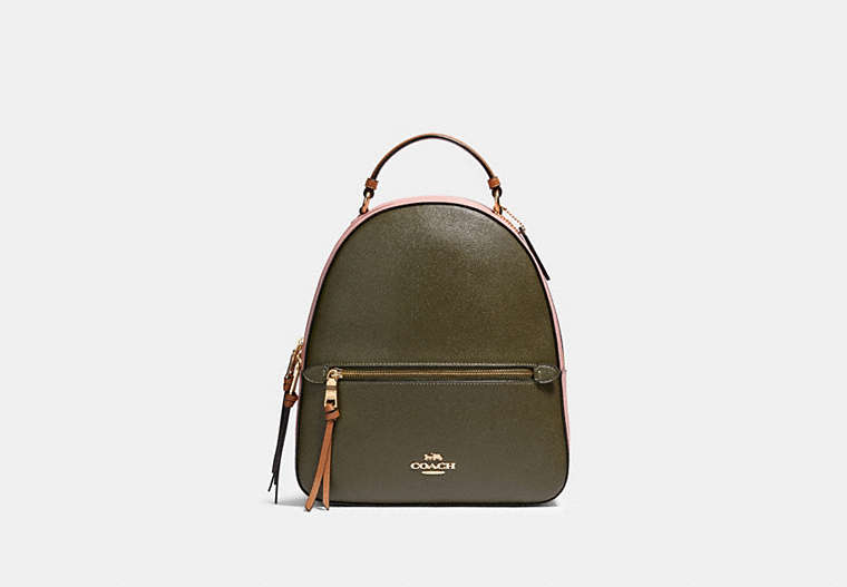 COACH®,JORDYN BACKPACK IN COLORBLOCK,Leather,Gold/Canteen Multi,Front View