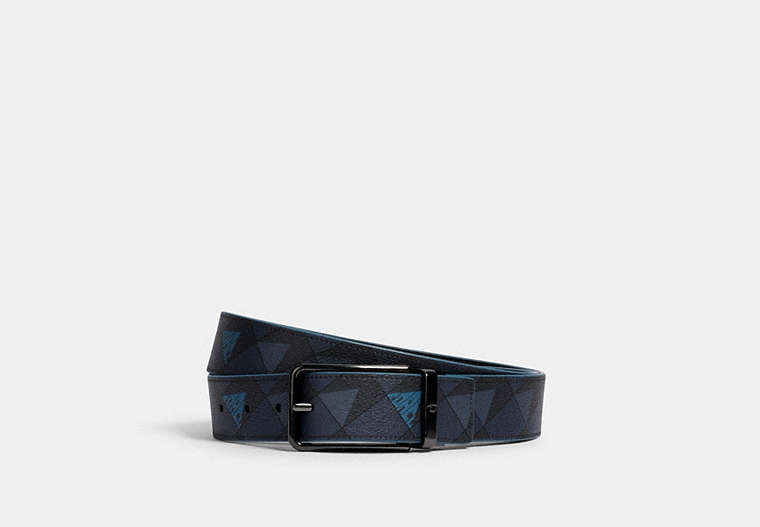 Harness Buckle Cut To Size Reversible Belt With Check Geo Print, 38 Mm