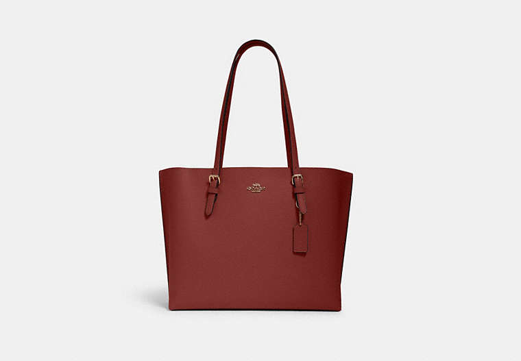 COACH®,MOLLIE TOTE BAG,Leather,X-Large,Everyday,Gold/Cherry,Front View