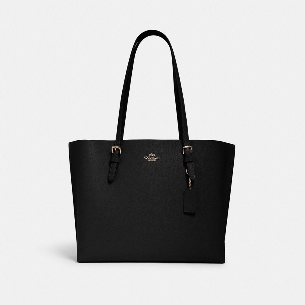 COACH®,CABAS MOLLIE,Cuir,Or/Noir Rouge pur,Front View