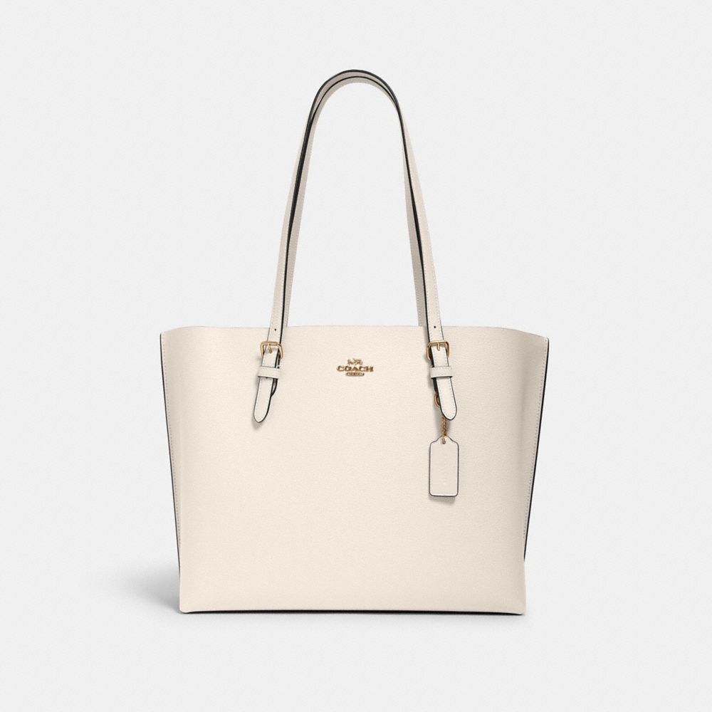 COACH®,CABAS MOLLIE,Cuir,Or/Craie Selle pâle,Front View