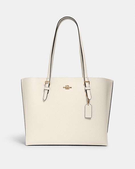 COACH®,MOLLIE TOTE,Leather,X-Large,Everyday,Gold/Chalk Light Saddle,Front View
