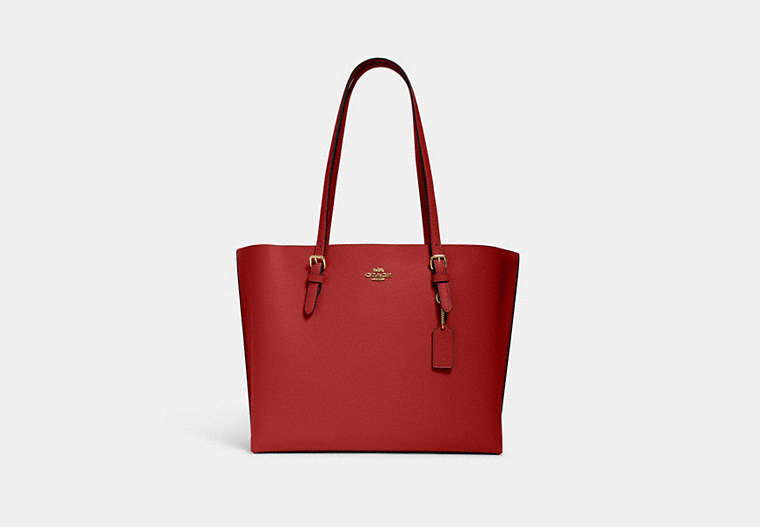 COACH®,MOLLIE TOTE,Leather,X-Large,Everyday,Gold/Red Apple,Front View