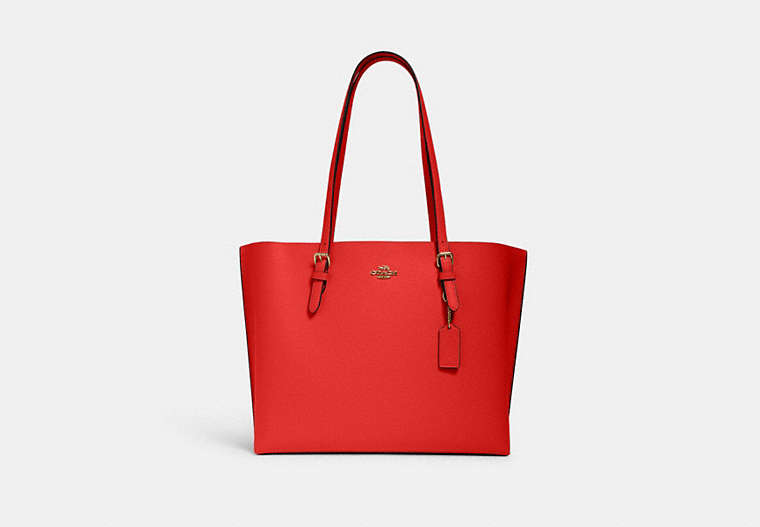COACH®,MOLLIE TOTE BAG,Leather,X-Large,Everyday,Im/Miami Red,Front View