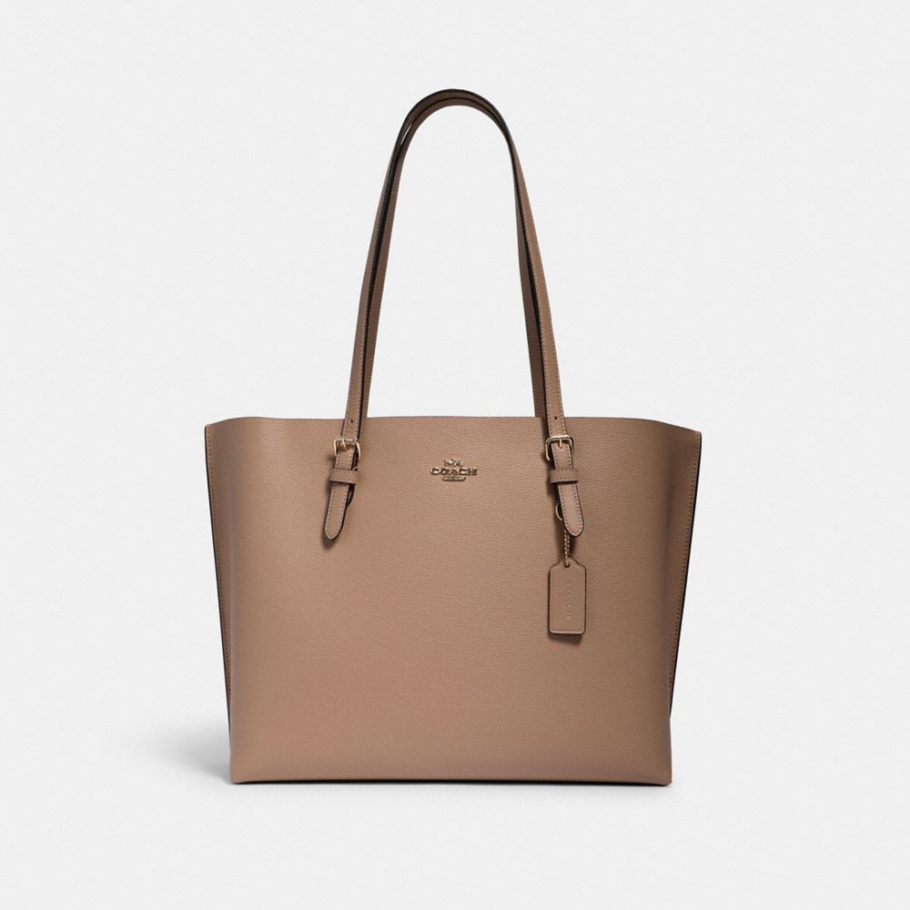 COACH®,MOLLIE TOTE BAG,Pebbled Leather,X-Large,Everyday,Gold/Taupe Oxblood,Front View