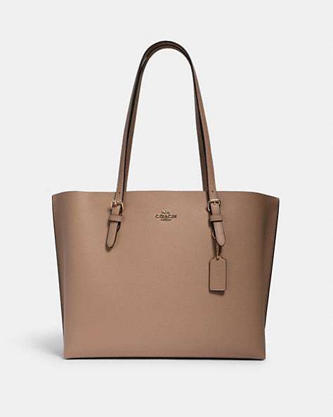 COACH®,MOLLIE TOTE,Leather,Everyday,Gold/Taupe Oxblood,Front View