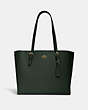 COACH®,MOLLIE TOTE,Leather,X-Large,Everyday,Gold/Amazon Green,Front View