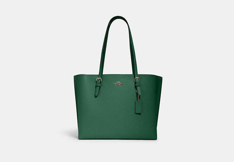 COACH®,MOLLIE TOTE BAG,Leather,X-Large,Everyday,Gold/Kelly Green/Black,Front View