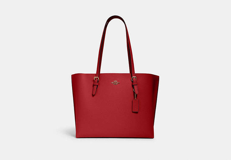 COACH®,MOLLIE TOTE BAG,Leather,X-Large,Everyday,Gold/1941 Red/Oxblood,Front View