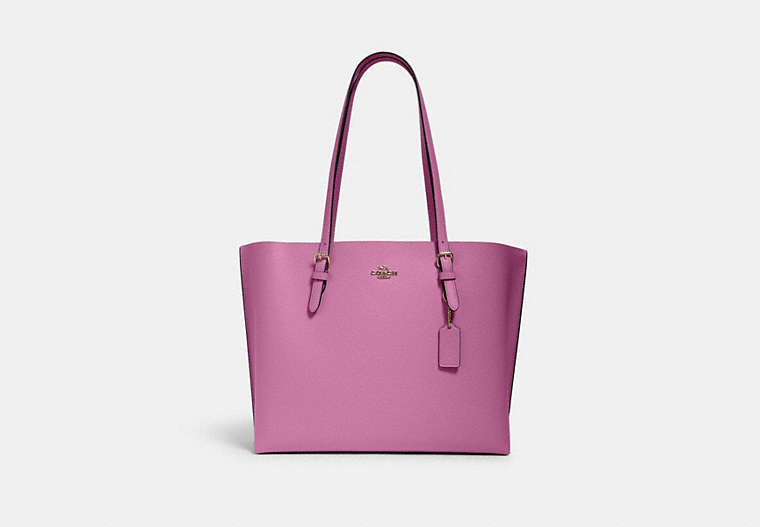 COACH®,MOLLIE TOTE BAG,Leather,X-Large,Everyday,Gold/Lilac Berry Oxblood,Front View