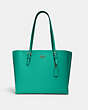 COACH®,MOLLIE TOTE BAG,Leather,X-Large,Everyday,Gold/Green/Vanilla Cream,Front View