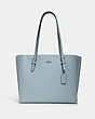 COACH®,MOLLIE TOTE BAG,Leather,X-Large,Everyday,Silver/Powder Blue,Front View