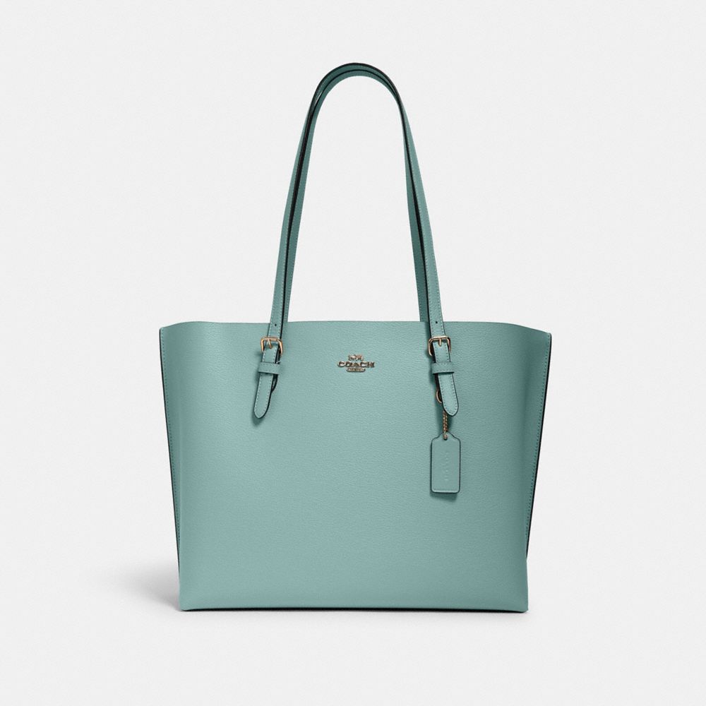 COACH®,MOLLIE TOTE BAG,Pebbled Leather,X-Large,Everyday,Light Teal/Silver,Front View image number 0