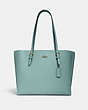 COACH®,MOLLIE TOTE BAG,Leather,X-Large,Everyday,Light Teal/Silver,Front View