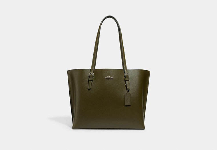 COACH®,MOLLIE TOTE BAG,Leather,X-Large,Everyday,Silver/Cargo Green/Pale Green,Front View