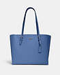COACH®,MOLLIE TOTE BAG,Leather,X-Large,Everyday,Silver/Stone Blue/Dark Burgundy,Front View