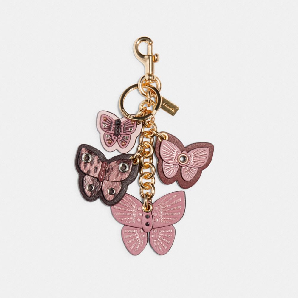 Coach Butterfly Cluster Bag Charm Smooth leather gold/Boysenberry multi 1674