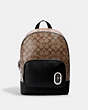 COACH®,COURT BACKPACK IN SIGNATURE CANVAS WITH COACH PATCH,Nylon,Silver/KHAKI/BLACK,Front View