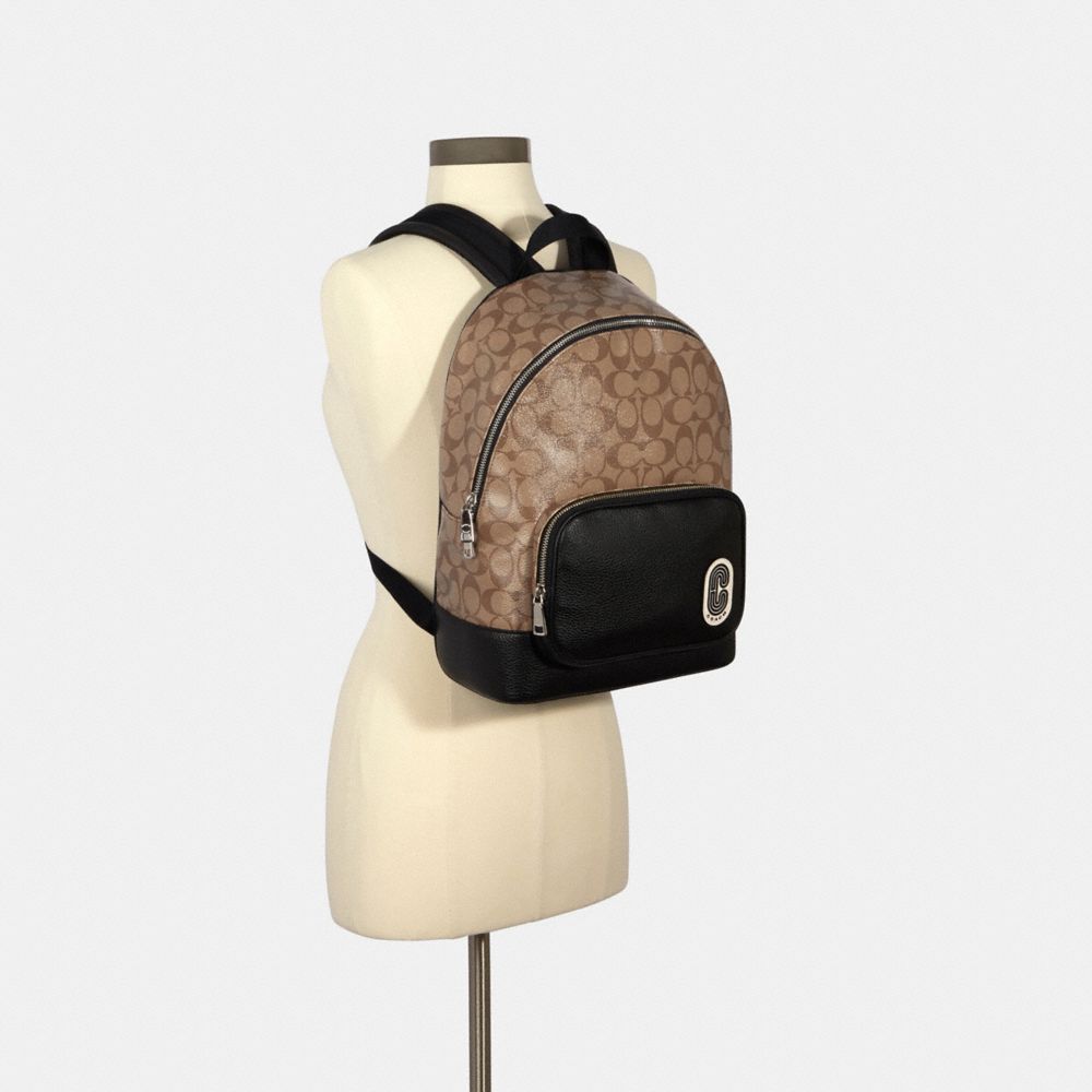 COACH Outlet Court Backpack In Signature Canvas With Coach Patch