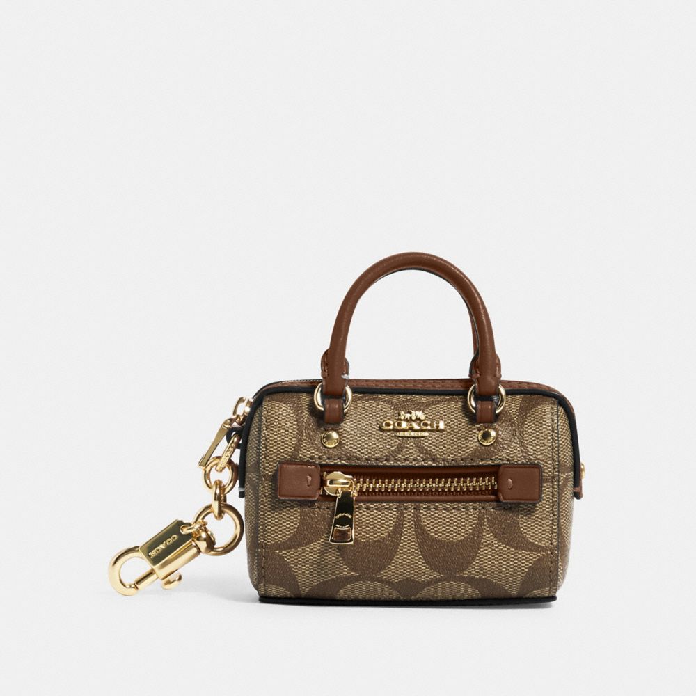 Coach Outlet Women's Mini Rowan Satchel Bag Charm In Signature Canvas - Brown