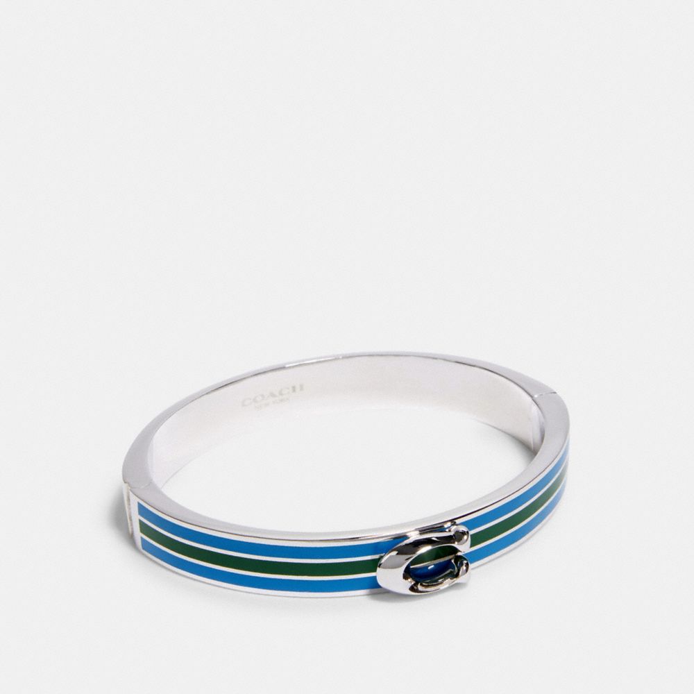 COACH®,SIGNATURE BANGLE,Silver/Aqua/Shamrock,Front View