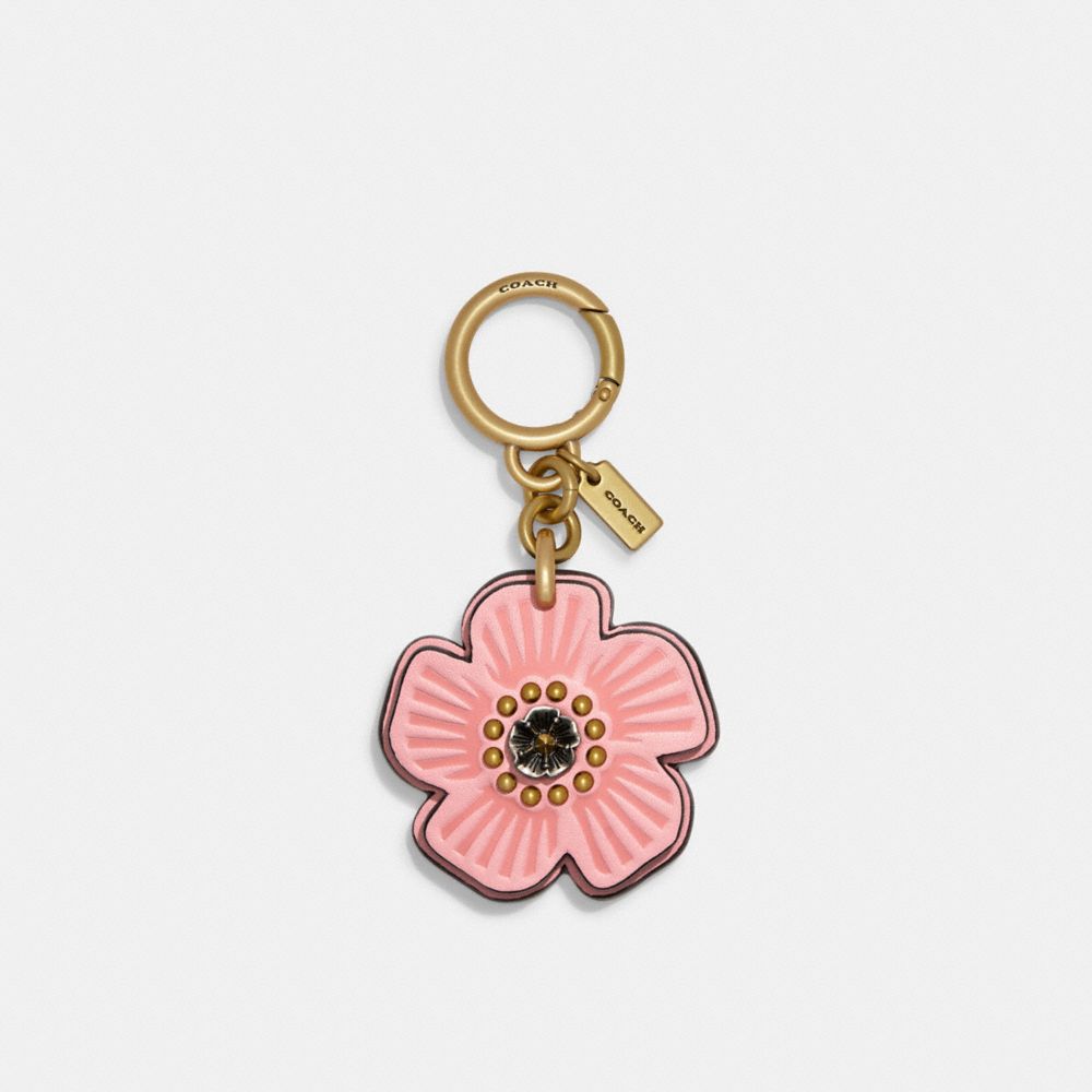 COACH Tea Rose Mix Bag Charm in Brass and Light Saddle 