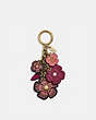 COACH®,TEA ROSE MIX BAG CHARM,Smooth Leather,Brass/Taffy,Front View
