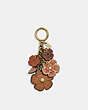 COACH®,TEA ROSE MIX BAG CHARM,Smooth Leather,Brass/Saddle Multi,Front View