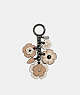 COACH®,TEA ROSE MIX BAG CHARM,Smooth Leather,Black/Chalk,Front View