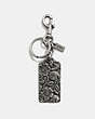 COACH®,TOOLED HANGTAG BAG CHARM,Metal,SILVER/SILVER,Front View