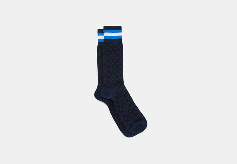 COACH®,SIGNATURE SOCKS,n/a,Dark Navy,Front View