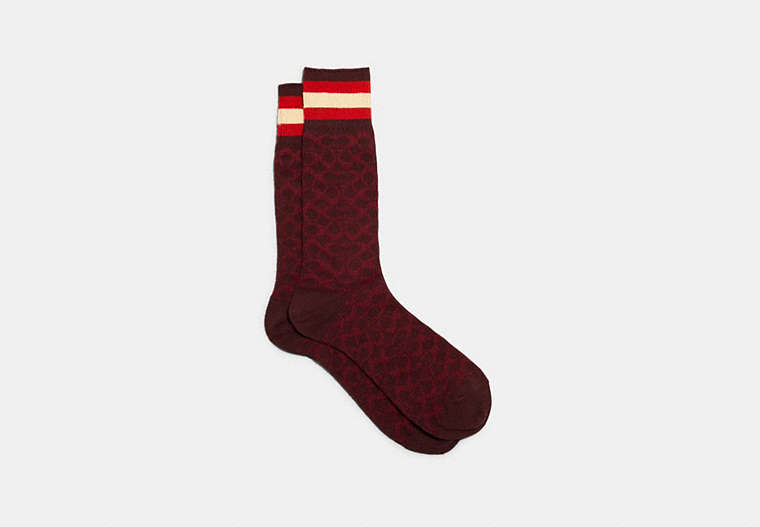 COACH®,SIGNATURE SOCKS,n/a,Wine,Front View