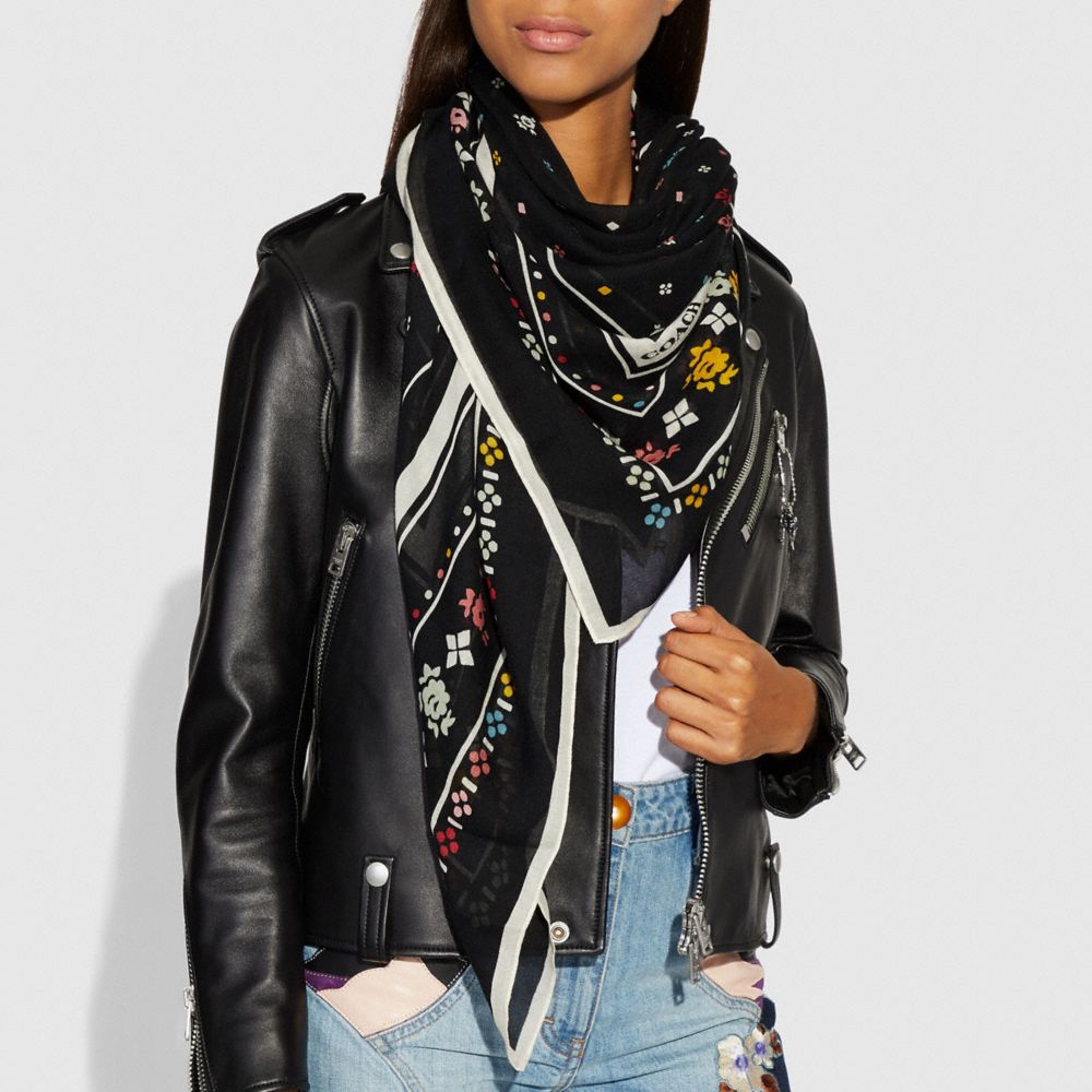 COACH®,Coach Floral Bandana Oversized Square,,Angle View