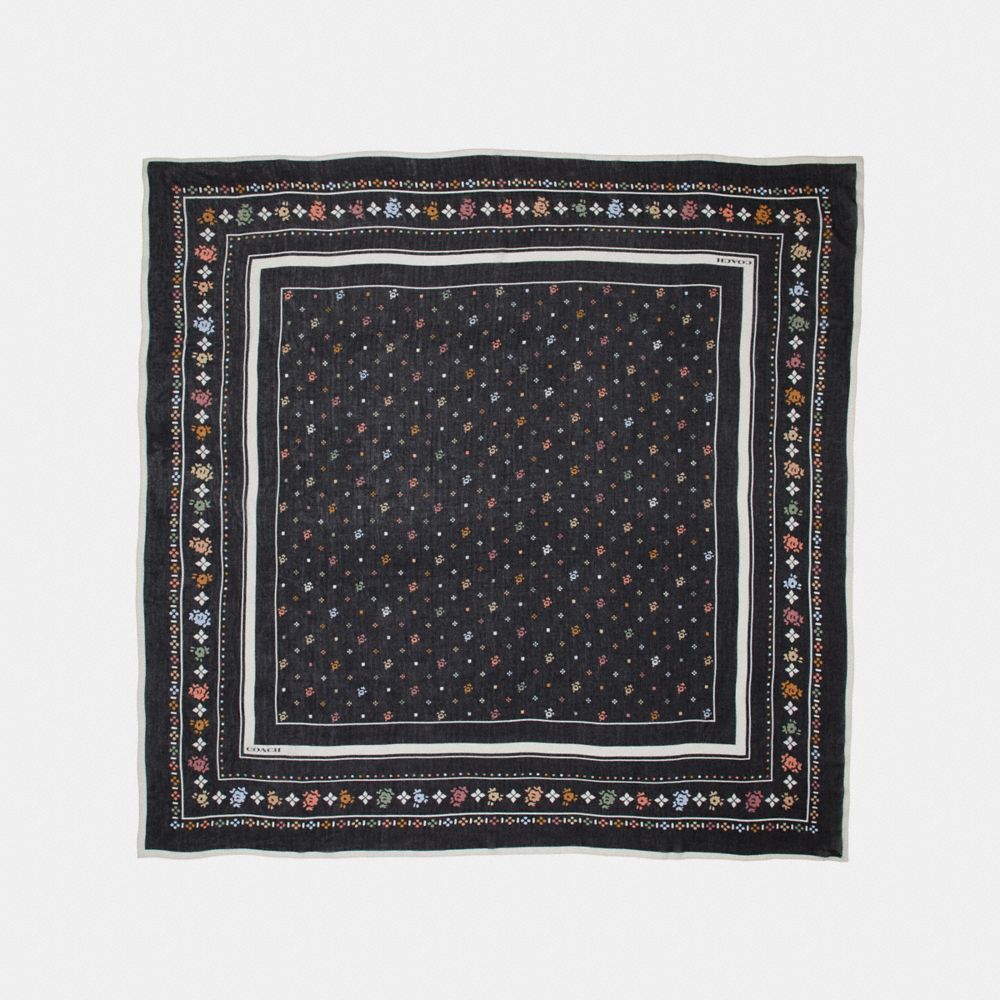 COACH®,Coach Floral Bandana Oversized Square,,Front View