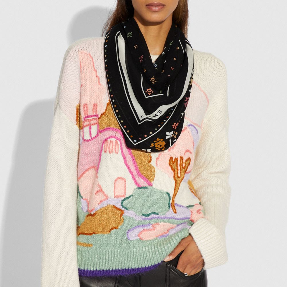 COACH®,Coach Floral Bandana Oversized Square,,Angle View