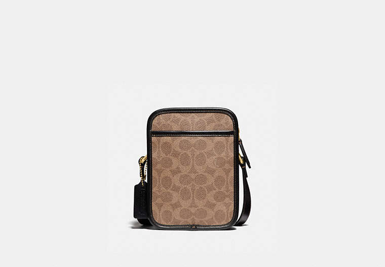 COACH®,ZIP CAMERA BAG IN SIGNATURE CANVAS,pvc,OL/Tan/Black,Front View image number 0
