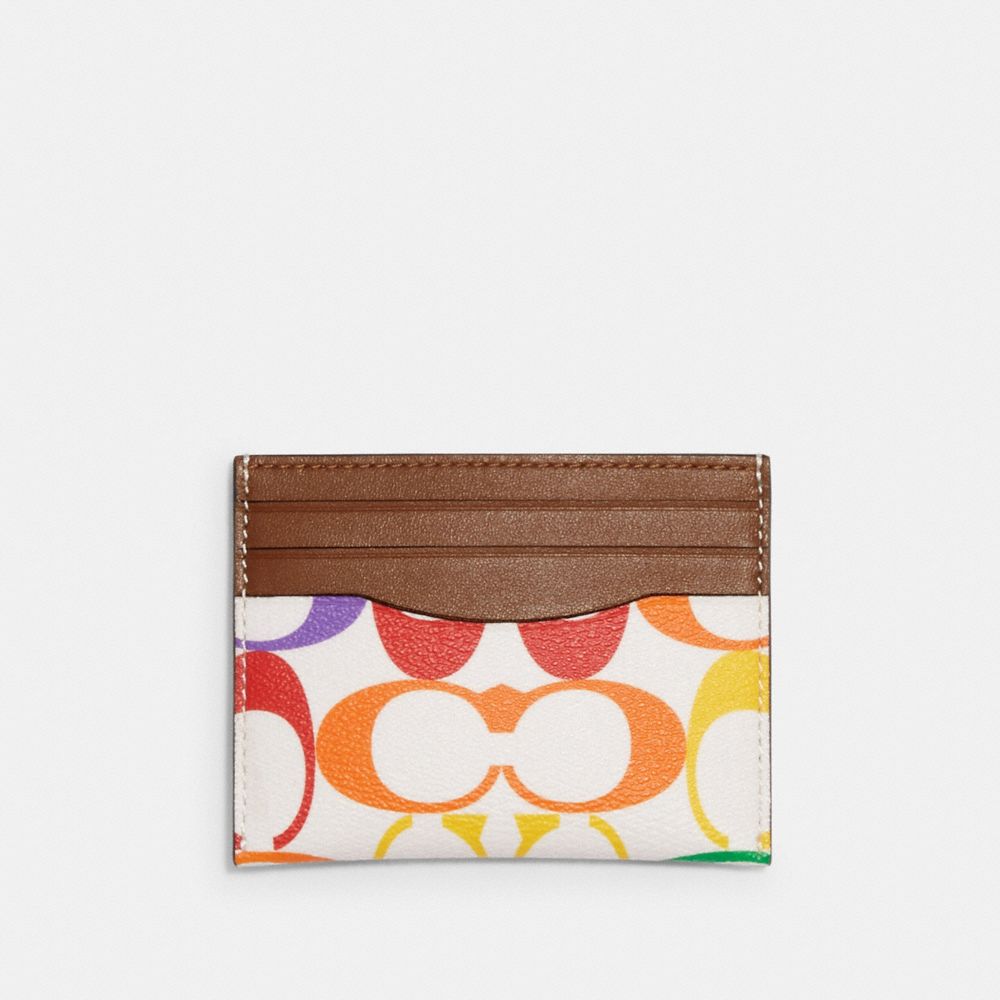 Slim Card Case In Rainbow Signature Canvas - COACH® Outlet
