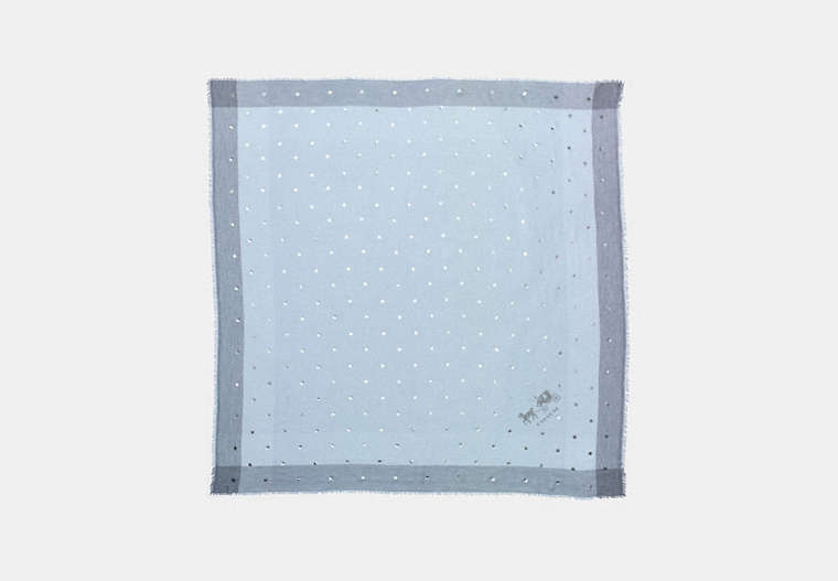 COACH®,SCATTERED STARS FOIL PRINT WINDOWPANE CHALLIS,Other,PALE BLUE,Front View