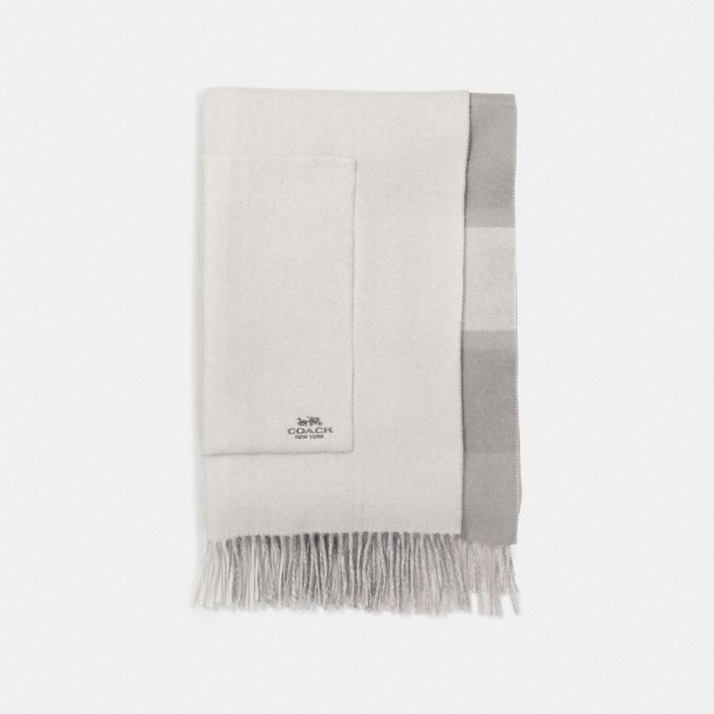 COACH®,Reversible Plaid Print Cashmere Oversized Muffler,,Front View