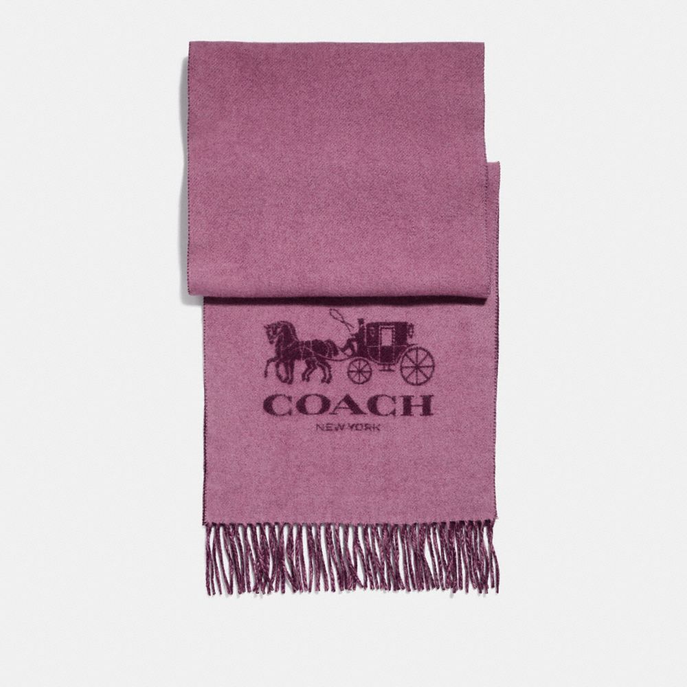 COACH®,HORSE AND CARRIAGE CASHMERE MUFFLER,cashmere,Rose/Plum,Front View